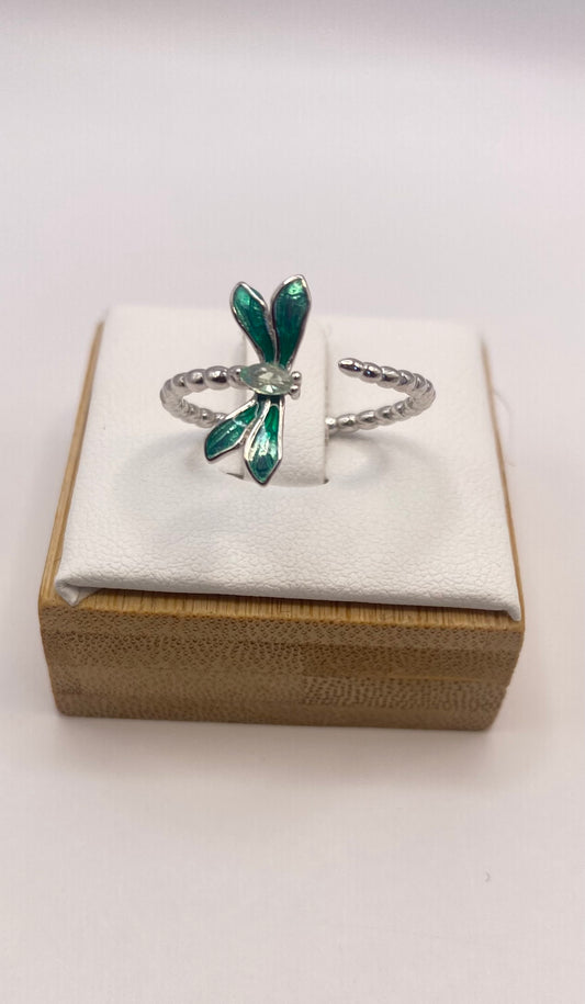 Smaragdblomma silver ring